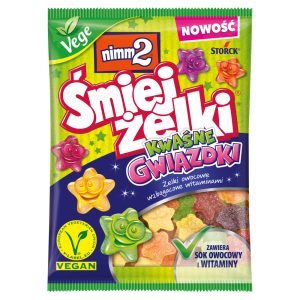 nimm2 Śmiejżelki kwaśne gwiazdki Żelki owocowe wzbogacone witaminami VEGE  90 g