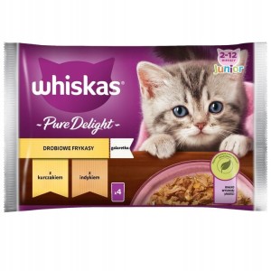 Whiskas Junior Drobiowe frykasy kurczak/indyk w galaretce 4x85g