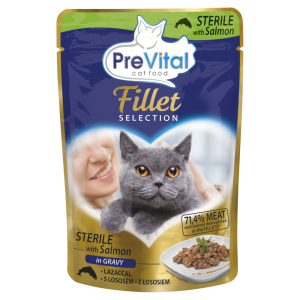 PreVital Fillet Selection Sterile Karma dla kotów sterylizowanych z łososiem w sosie 85 g