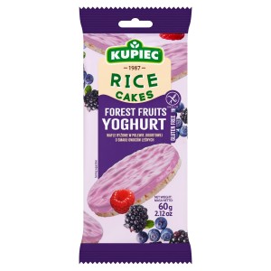 Kupiec Wafle ryżowe w polewie jogurtowej o smaku owoców leśnych 60 g (4 sztuki)