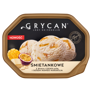 GRYCAN LODY SMIETANKOWE Z BIALA CZEKOLADA I SOSEM MANGO-MARAKUJA 900ML