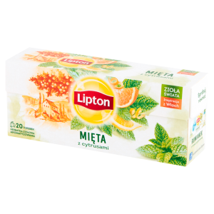 Lipton Herbatka ziołowa aromatyzowana mięta z cytrusami 26 g (20 torebek)