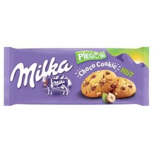 Milka Pieguski Choco Cookie Nut Ciasteczka z kawałkami czekolady mlecznej i orzechami 135 g