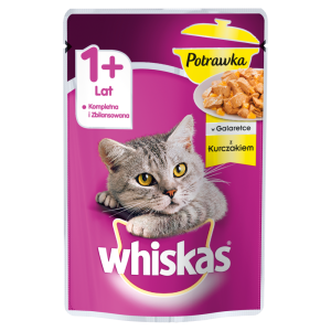 Whiskas 1+ lat Karma pełnoporcjowa potrawka w galaretce z kurczakiem 85 g