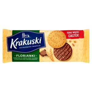 Krakuski Florianki Herbatniki w czekoladzie mlecznej z dodatkiem mąki pełnoziarnistej 171 g