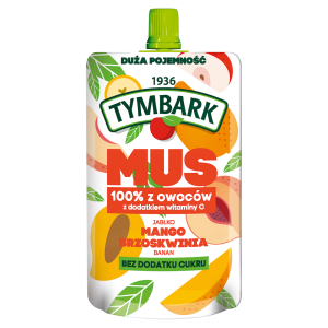 Tymbark Mus 100 % z owoców jabłko mango brzoskwinia banan 200 g